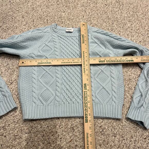 Sunday Best Aritzia Lima Cable Knit Crewneck Sweater Sz M Light Blue Cozy Wool - Picture 3 of 7